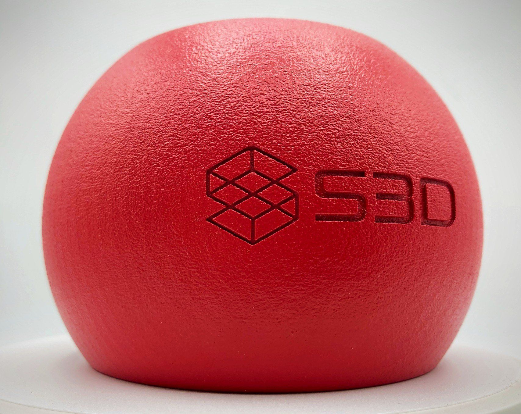 Red finished Streamline 3D part sample